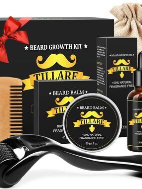 Beard Growth Kit, 5 pieces Promote Thicker and Healthier Beard
